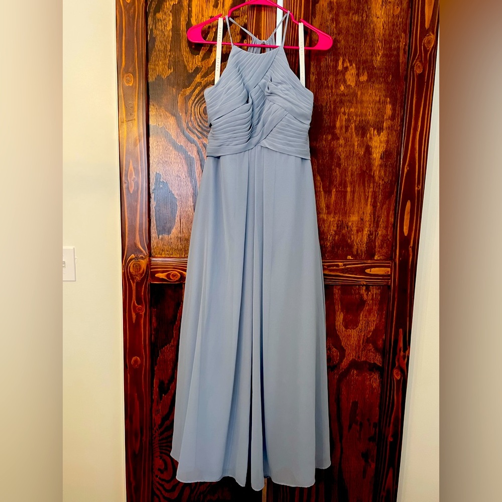Azazie Dusty Blue Halter Bridesmaid Dress
